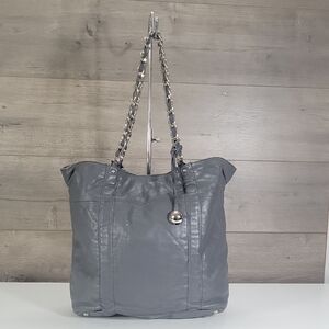 Furla Gray Leather Chain-Handle Tote Bag